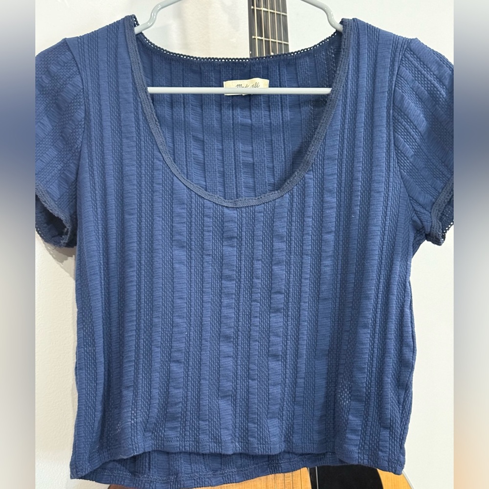 Madewell Navy Ribbed crop top